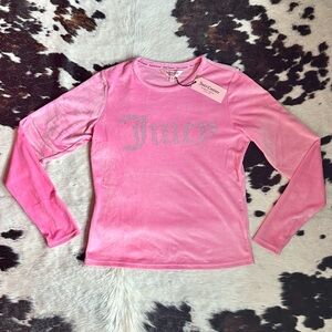 NWT Juicy Couture Pink Velour Top with Sparkling Detail